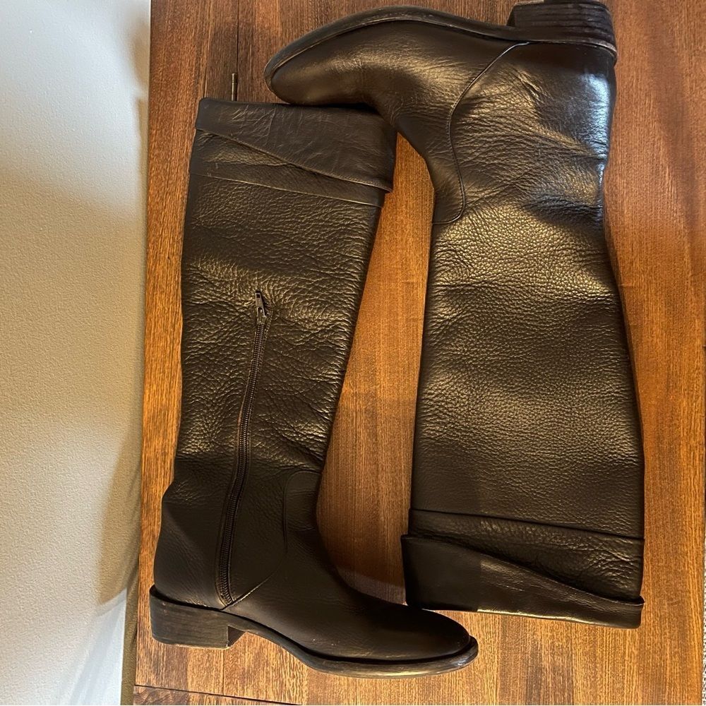 Max Mara Rich Brown Pebbled Leather Riding Boots Sz 38 8 Equestrian Street Style